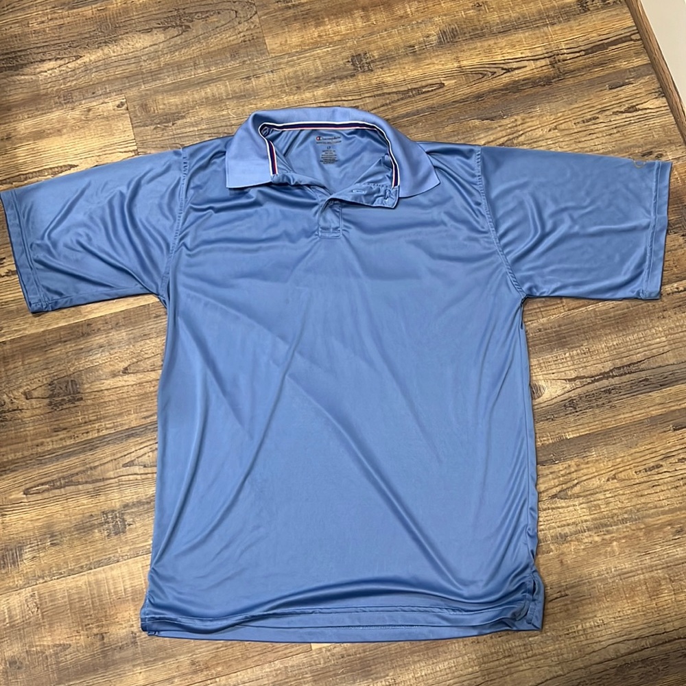 Champion Large Tall Wrinkle Free Blue Polo